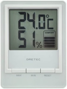 ドリテック デジタル温湿度計 スタシス ホワイト O-233WT