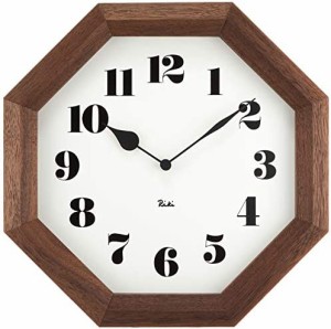 レムノス 掛け時計 木枠 ウォールナット ブラウン 八角の時計 WR11-01 Lemnos サイズ:w24.6×h24.6×d4.8cm