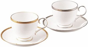 Noritake ノリタケ カップ & ソーサー ( 色変り ペアセット ) ( コーヒー ティー 兼用) 250cc ロシェルゴールド 2客 ゴールド ・ プラチ