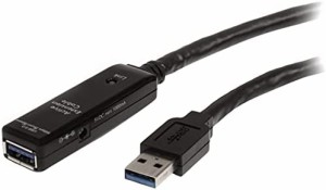 StarTech.com USBケーブル／USB 3.0（5Gbps）／3m／アクティブタイプ／Type-A - Type-A／オス - メス／ACアダプター付属／ブラック／USB 