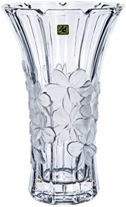 アデリア 花瓶 ガラス花瓶 蘭柄 中 [直径約14.5x高さ約23cm/クリスタル] 日本製 F-70410