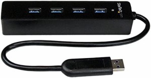 StarTech.com 4ポート SuperSpeed USB3.0ハブ ポータブルミニUSB Hub 接続ケーブル内蔵 ブラック ST4300PBU3