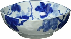 美濃焼 変型 鉢 藍染ぶどう 130-0314