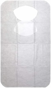 ストリックスデザイン 使い捨て お食事エプロン 30枚 ホワイト 白 43×75cm 男女兼用 襟元カバー付き 被るタイプ 3層構造 不織布 介護 子