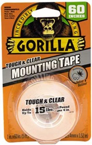 Gorilla Tough & Clear Mounting Tape, Double-sided, 2.5cm X 150cm, Clear