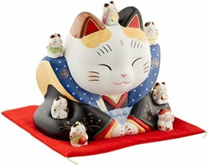 彩絵 七福神 福助 招き猫(大) 7539