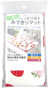 創和 水切りマット キッチン 食器 速乾 吸水 ホワイト 約縦30×横40cm しっかり吸水 いちご柄