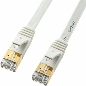 サンワサプライ CAT7フラットLANケーブル (3m) 10Gbps/600MHz RJ45 ツメ折れ防止 ホワイト KB-FL7-03WN