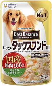 ベストバランス 国産鶏ささみ入り パウチ ミニチュアダックス用 60g×12個 (ケース販売)