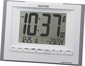 リズム(RHYTHM) 掛け時計 目覚まし時計 電波 デジタル フィットウェーブD168 置き掛け兼用 温度 湿度 カレンダー グレー RHYTHM 8RZ168SR