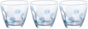 アデリア グラス コップ フリーカップ 水玉グラス 240ml ブルー [3個セット] 日本製 9301