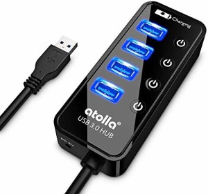 atolla USB3.0ハブ 4ポート5Gbps高速データ転送 USB HUB 3.0 の 増設 + 1充電ポート、独立スイッチ付 バスパワー