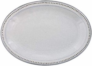 EAST table(イーストテーブル) 楕円皿 ドット オーバルプレート 24cm 陶器 黒土白釉 日本製 レンジ対応 食洗機対応 大皿 ic-022-01