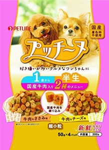 いぬのしあわせ ドッグフード プッチーヌ 1歳~6歳までの成犬用 (セミモイストタイプ) 牛肉入り 200グラム (x 12) (ケース販売)