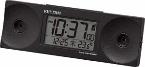 リズム(RHYTHM) 目覚まし時計 大音量 電波 デジタル フィットウェーブバトル100 温度 曜日 カレンダー 黒 RHYTHM 8RZ192SR02