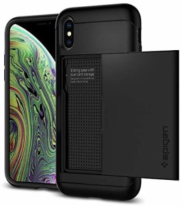 Spigen iPhone XS ケース/iPhone X ケース 5.8インチ 対応 米軍MIL規格取得 耐衝撃 IC カード収納 スリム・アーマー CS 057CS22155 (ブラ