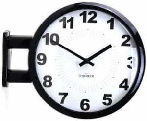 知慧工房 両面電波時計 両面時計 Morden Double Clock A6(BK) おしゃれな 低騷音 インテリア 両面壁掛け時計 電波両面時計