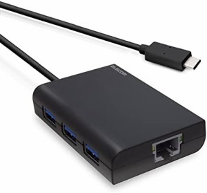 エレコム 有線LANアダプター USB3.1 Gen1 (USB3.0) Type-C USB-C→RJ45 変換アダプター ギガビット USBハブ (USB-A×3ポート) Macbook対