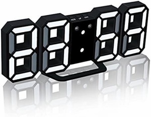 DeerbirdR モダンな電子LEDデジタル目覚まし時計24/12時間表示夜モードとスヌーズ機能壁掛け時計ナイトデスクの目覚まし時計（白黒）