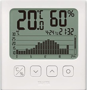 タニタ グラフ付きデジタル温湿度計 TT-581 ホワイト 幅10.7x高さ11x奥行2.6cm