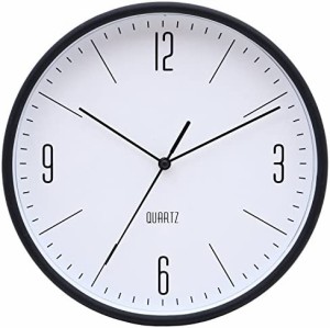 不二貿易(Fujiboeki) 置き時計・掛け時計 ブラック 直径25.5cm スイープムーブメント ホーン 26331