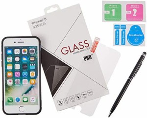 新iphone SE、iPhone8ケース,iPhone7ケース リング＆メタルプレート付きTPUケース [強化ガラス＆タッチペン付き]ネイビー 3353-1-04