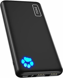 INIU モバイルバッテリー 10000mAh (大容量 最軽量 小型 3台同時充電)【USB-C入出力ポート PSE認証済 LEDライト付き 低電流モード搭載】