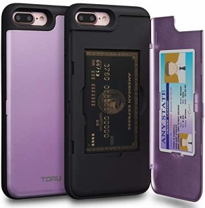 TORU CX PRO iPhone8 Plus ケース カード 紫の収納背面 3枚 IC Suica カード入れ カバ— ミラー付き (アイフォン8Plus / アイフォン7Plus