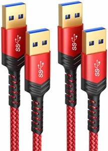 JSAUX USB 3.0 ケーブル【1M+2M 】2本セットUSB 3.0 A (オス) - A(オス) USB to USBケーブル 金メッキコネクタ HDDエンクロージャ、カメ