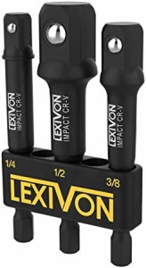 LEXIVON (レキシボン) 耐衝撃性グレード ソケット アダプターセット 3インチ延長ビット ホルダー付き | 1/4インチ 3/8インチ 1/2インチド