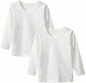 Aduniインナーシャツ 丸首 厚地 綿100% 肌着 キッズ 子供 あったか 長袖シャツ 2枚組 ボーイズ