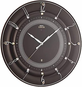 セイコークロック 掛時計 濃茶 直径330×46mm 電波 アナログ SEIKO EMBLEM HS559B