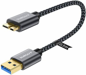 SUNGUY USB3.0 ケーブル MicroB タイプAオス - マイクロタイプBオス USBケーブル 外付けHDD/SSD ハードドライブ/HDカメラなど対応 マイク