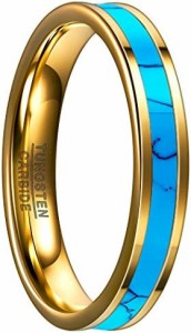 [Nuncad(ヌンカド)] 指輪 リング レディース タングステン ターコイズ トルコ石 パワーストーン 幅:4mm カラー:ゴールド 12号