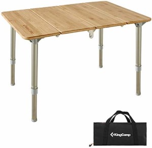 KingCamp アウトドア テーブル 折りたたみ キャンプ用バンブーテーブル 60*40cm ローテーブル 27/40cm高さ調整可能 折り畳み机 コンパク