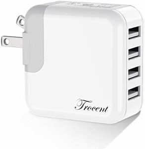 USB充電器 急速 ACアダプター【Trocent】4USBポート 急速充電器 PSE認証 Smart IC搭載 合計4.8A出力 PowerPort 4 折畳式プラグ搭載 USBコ