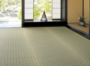 萩原 イ草 グリーン 本間3畳(約191X286cm) い草 国産柄上敷き 花ござ カーペット 「ダイヤ」 81606730