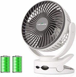 KEYNICE usb扇風機 卓上扇風機 クリップ 充電式 ミニ扇風機 超強風 静音 風量4段階調節 360度角度調整 長時間連続使用 LEDライト機能付き