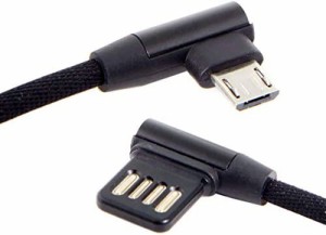 Cablecc Micro USB 5ピン/USB-C 3.1 Type-C - 左向きL字型 USB 2.0 データケーブル タブレット&携帯電話用 15cm スリーブ付き Micro USB 