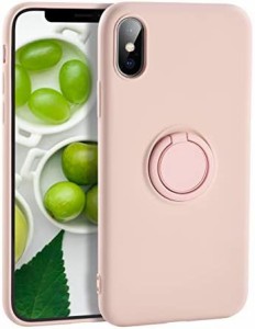 iPhone XS 用シリコンケースiPhone X、リングホルダーキックスタンド付きYoopake液体シリコンケース、磁石カーマウントによる衝撃耐震性