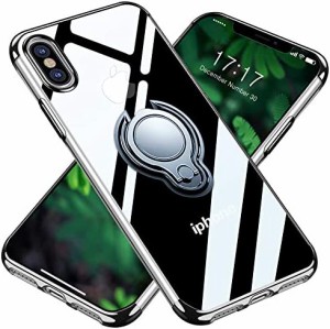 iPhone XS 用 ケース iPhone X 用 ケース リング クリア 耐衝撃 軽量 TPU シリコン薄型 メッキ加工 メッキ柔らかい殻 車載ホルダー対応 