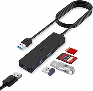 USBハブ, TSUPY USB ハブ SD Micro SD 5ポート、USB ハブ 延長ケーブル120cm ハブ バスパワー持っ3つUSB 3.0ポート、SD/TFカードリーダー