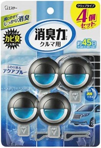 クルマの消臭力 クリップタイプ 車用 ふわり香る アクアブルー 3.2ml×4個セット 車 消臭剤 消臭 芳香剤