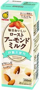 マルサン 毎日おいしいローストアーモンドミルク 砂糖不使用 200ml ×24本 紙パック