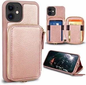 ZVE iPhone 11用 ケース 6.1インチ 財布付きケース 背面カード収納 カード＆お札入れ ICカード アイフォン11 ショルダーケース 完全保護 