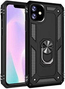 ZLgoods For iPhone 11 ケース リング スタンド付き 米軍軍事規格取得 背面カバー 2in1スマホカバー マグネット式車載ホルダーに対応 ス