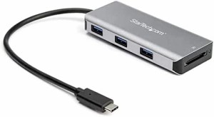 StarTech.com 3ポートUSB Type-Cハブ SDカードリーダー付き 10Gbps 3x USB-A 25cmホストケーブル HB31C3ASDMB