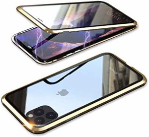 YSAN iPhone11ProMax ケース アルミバンパー 両面ガラス 360度全面保護 クリアフルカバー 表裏磁石 耐衝撃 マグネット式 人気 薄型 Qi充