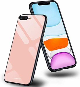 iPhone8 plus ケース/iPhone7 plus ケース クリア 薄型 耐衝撃 ガラスケース 薄型 カバー 衝撃吸収TPUバンパー ガラス背面 全面保護米軍M