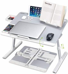 NEARPOW 折りたたみテーブル ノートパソコンスタンド ベッドテーブル 腕保護 凹溝付き タブレット・スマホスタンド ローテーブル PCデス